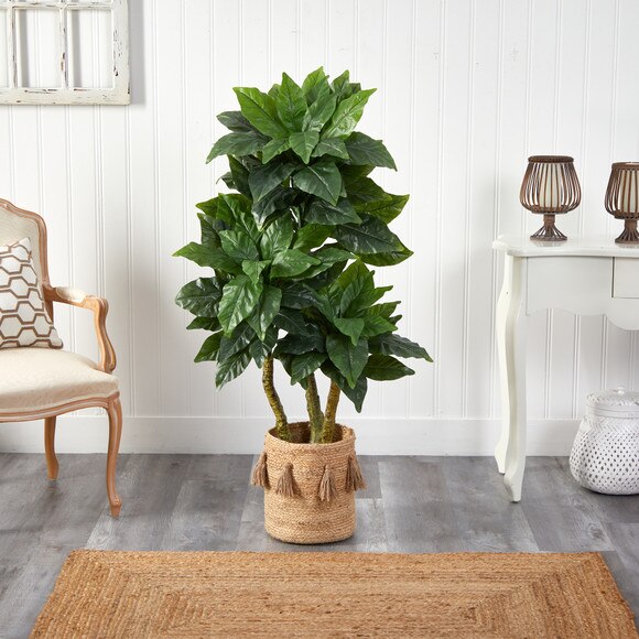 5 Bird Nest Tree in Handmade Natural Jute Planter with Tassels UV Resistant Indoor/Outdoor - SKU #T2993 - 2