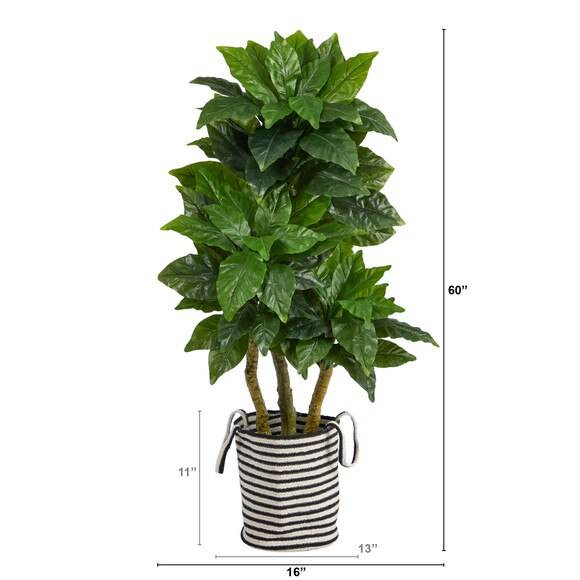 5 Bird Nest Tree in Handmade Black and White Natural Jute and Cotton Planter UV Resistant - SKU #T2994 - 1