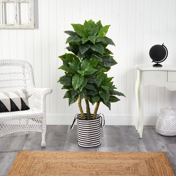 5 Bird Nest Tree in Handmade Black and White Natural Jute and Cotton Planter UV Resistant - SKU #T2994 - 2