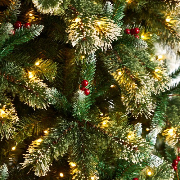 10 Frosted Swiss Pine Artificial Christmas Tree with 850 Clear LED Lights and Berries - SKU #T3049 - 3