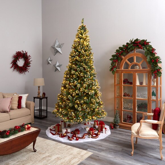 10 Frosted Swiss Pine Artificial Christmas Tree with 850 Clear LED Lights and Berries - SKU #T3049 - 8