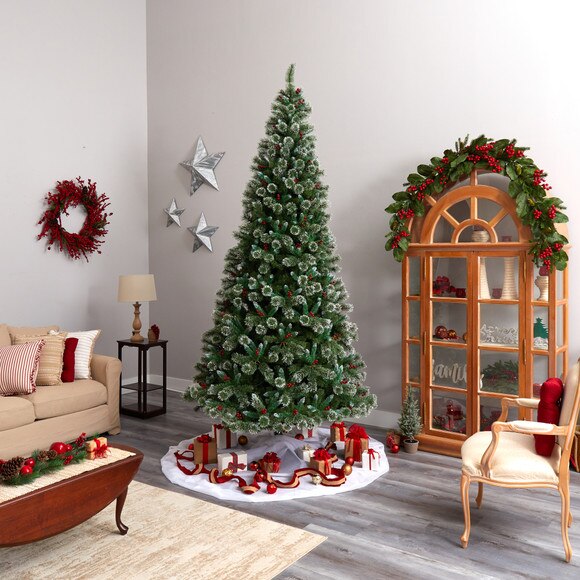 10 Frosted Swiss Pine Artificial Christmas Tree with 850 Clear LED Lights and Berries - SKU #T3049 - 9