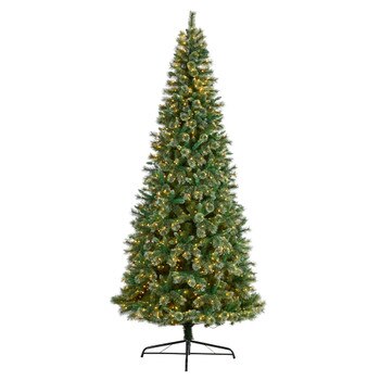 10 Wisconsin Slim Snow Tip Pine Artificial Christmas Tree with 1050 Clear LED Lights - SKU #T3051