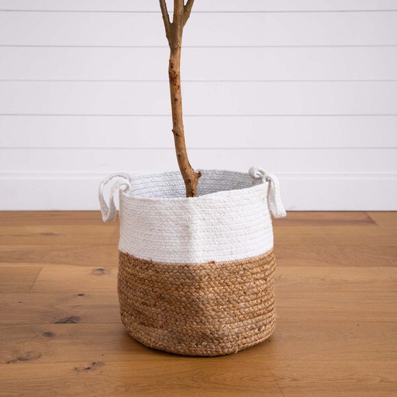 7 Artificial Olive Tree with Natural Trunk and Handmade Jute Basket - SKU #T3154 - 3