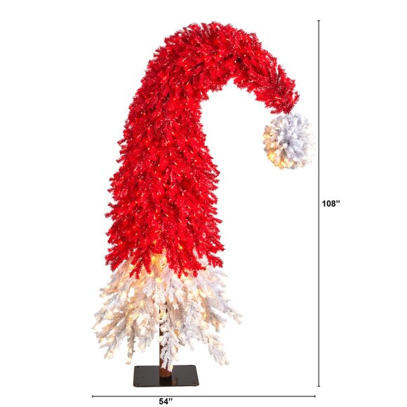 9 Holiday Red Santas Hat Christmas Tree with 600 LED lights and 1992 Bendable Branches - SKU #T3275 - 1