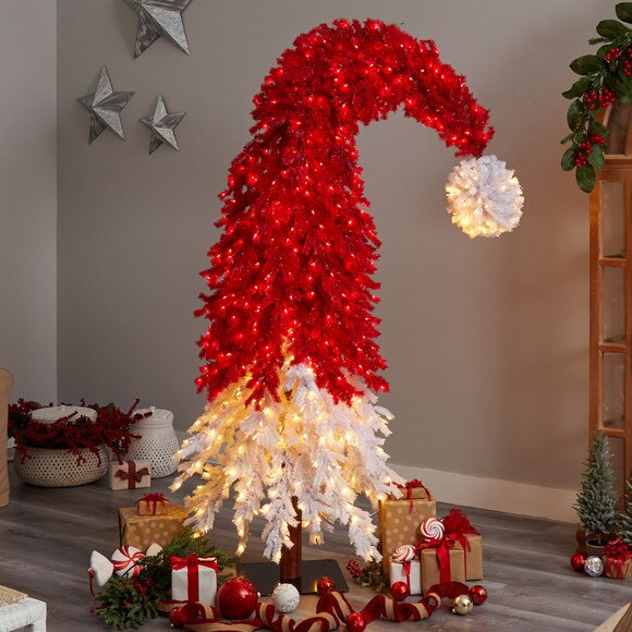 9 Holiday Red Santas Hat Christmas Tree with 600 LED lights and 1992 Bendable Branches - SKU #T3275 - 6