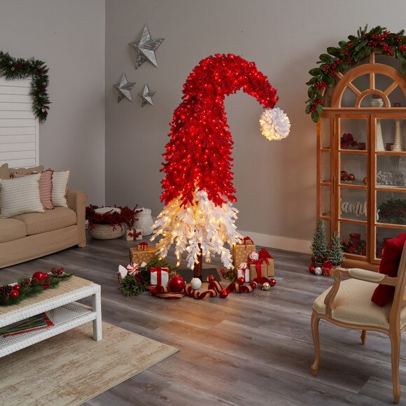 9 Holiday Red Santas Hat Christmas Tree with 600 LED lights and 1992 Bendable Branches - SKU #T3275 - 8