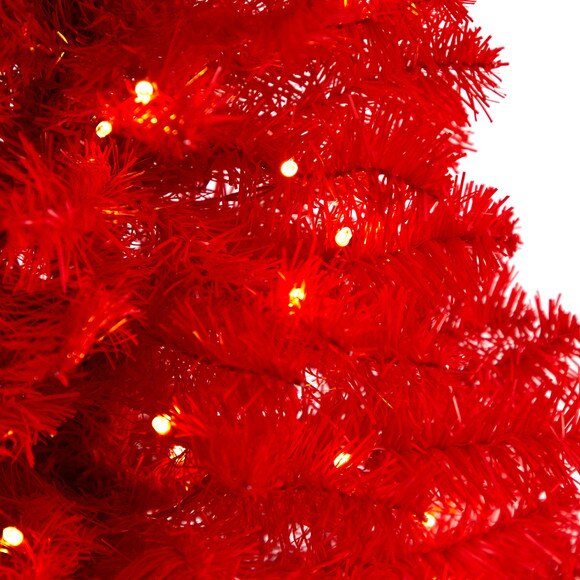 3 Red Artificial Christmas Tree with 50 LED Lights and 118 Bendable Branches - SKU #T3306 - 3