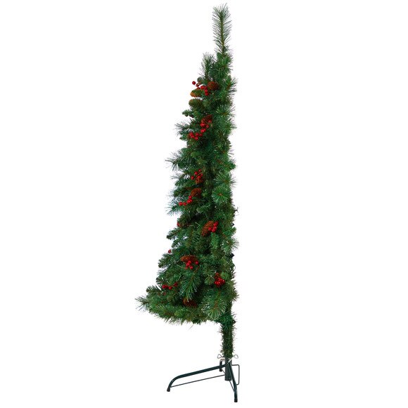 5 Flat Back Montreal Mountain Pine Tree with Pinecones Berries and 110 Warm White LED Lights - SKU #T3317 - 3