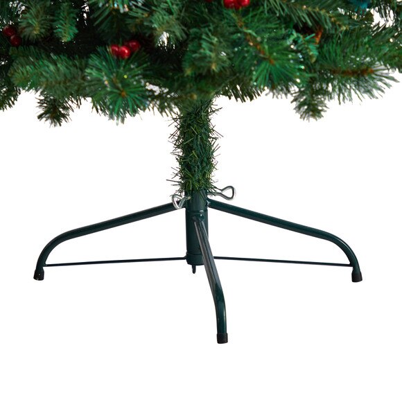5 Flat Back Montreal Mountain Pine Tree with Pinecones Berries and 110 Warm White LED Lights - SKU #T3317 - 5