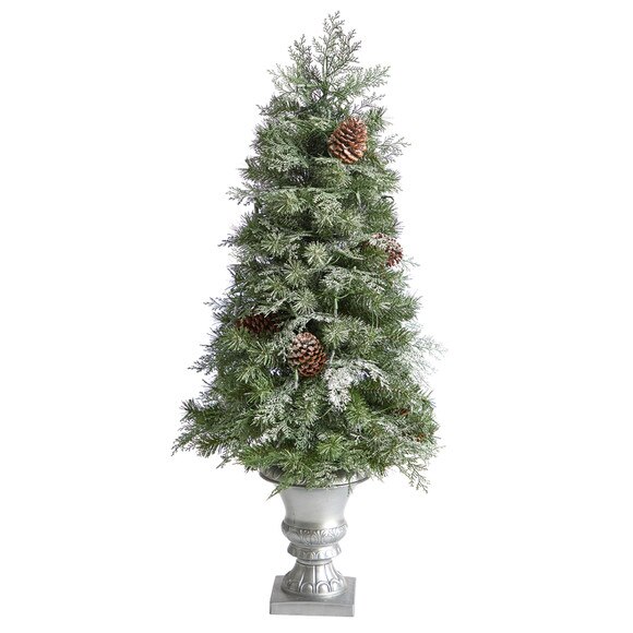 4 English Pine Tree with 100 Warm White LED Lights and 413 Bendable Branches in Decorative Urn - SKU #T3324 - 2