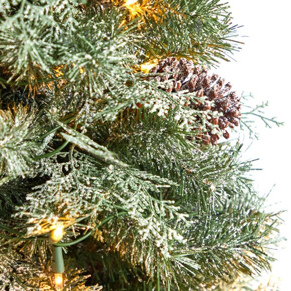 4 English Pine Tree with 100 Warm White LED Lights and 413 Bendable Branches in Decorative Urn - SKU #T3324 - 3
