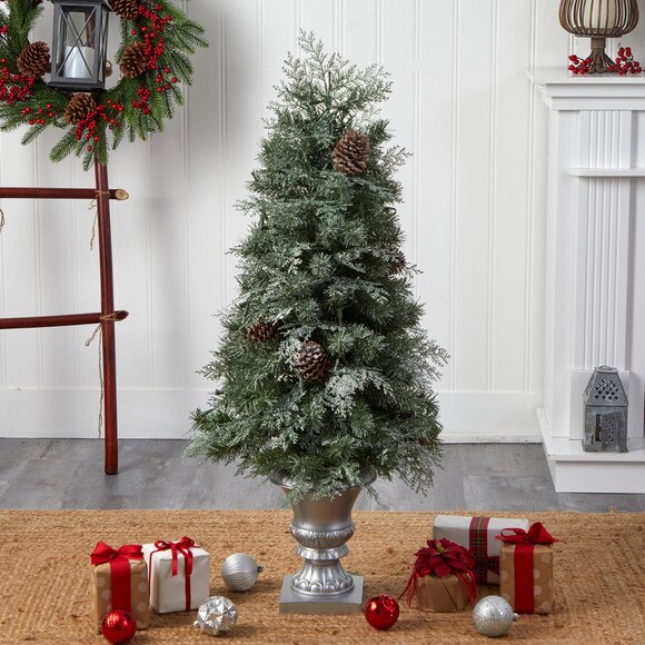 4 English Pine Tree with 100 Warm White LED Lights and 413 Bendable Branches in Decorative Urn - SKU #T3324 - 7