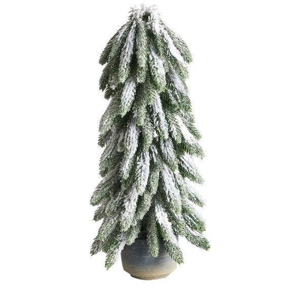 21 Flocked Artificial Christmas Tree in Decorative Planter - SKU #T3367