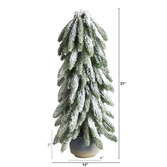 21 Flocked Artificial Christmas Tree in Decorative Planter - SKU #T3367 - 1