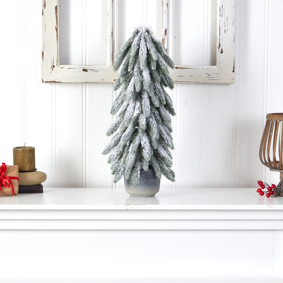 21 Flocked Artificial Christmas Tree in Decorative Planter - SKU #T3367 - 2