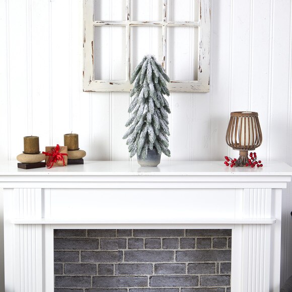 21 Flocked Artificial Christmas Tree in Decorative Planter - SKU #T3367 - 3
