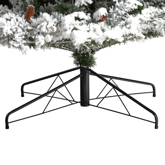 9 Flocked White River Mountain Pine Christmas Tree with Pinecones and 650 Clear LED Lights - SKU #T3384 - 5