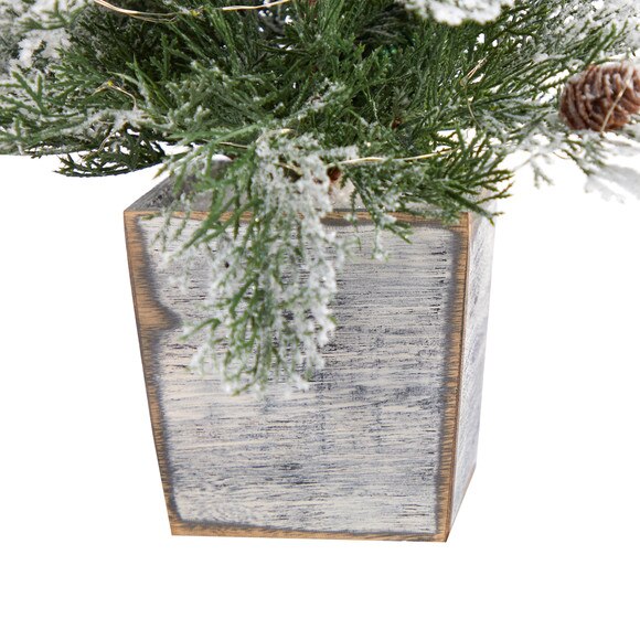 2 Frosted Pre-Lit Artificial Christmas Tree with Pinecones in Decorative Planter - SKU #T3401 - 5