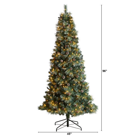 8 Frosted Tip British Columbia Mountain Pine Tree with 500 Clear Lights Pine Cones - SKU #T3501 - 1