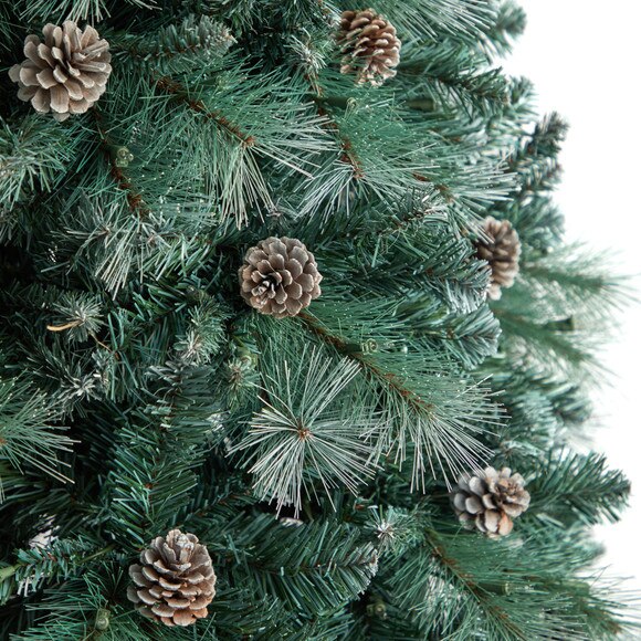 8 Frosted Tip British Columbia Mountain Pine Tree with 500 Clear Lights Pine Cones - SKU #T3501 - 4