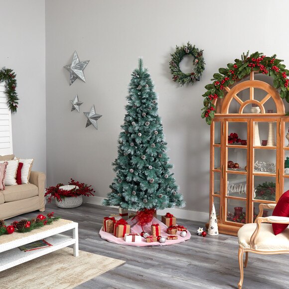8 Frosted Tip British Columbia Mountain Pine Tree with 500 Clear Lights Pine Cones - SKU #T3501 - 9