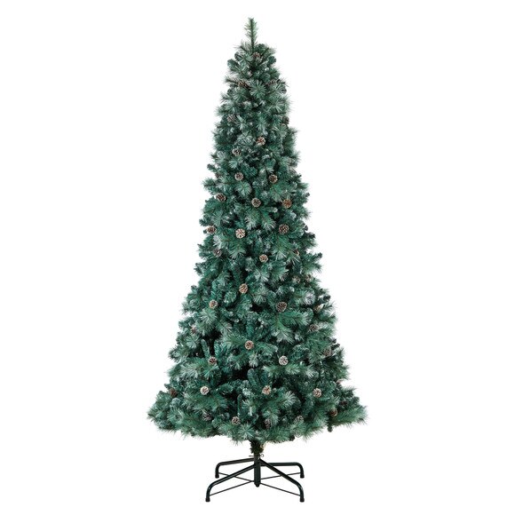 9 Frosted Tip British Columbia Mountain Pine Tree with 700 Clear Lights Pine Cones - SKU #T3502 - 2