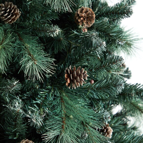 9 Frosted Tip British Columbia Mountain Pine Tree with 700 Clear Lights Pine Cones - SKU #T3502 - 4