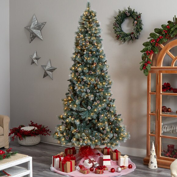 9 Frosted Tip British Columbia Mountain Pine Tree with 700 Clear Lights Pine Cones - SKU #T3502 - 6