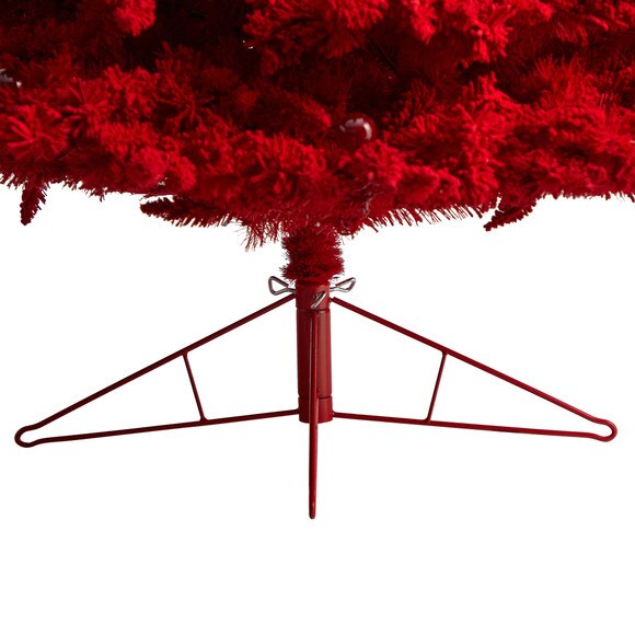 8 Red Flocked Fraser Fir Tree with 700 Red Lights 45 Globe Bulbs and 1468 Bendable Branches - SKU #T3511 - 5