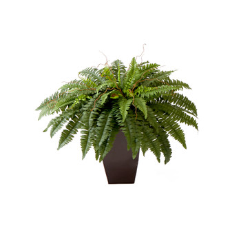 23 Artificial Boston Fern Plant with Tapered Bronze Square Metal Planter DIY KIT - SKU #T4486