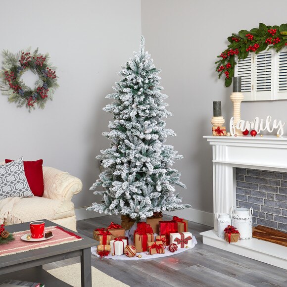 6 Flocked Livingston Fir Artificial Christmas Tree with Pine Cones and 696 Bendable Branches - SKU #T4497 - 4