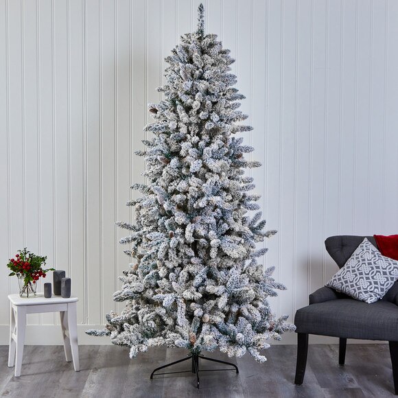 7.5 Flocked Livingston Fir Artificial Christmas Tree with Pine Cones and 1336 Bendable Branches - SKU #T4498 - 6
