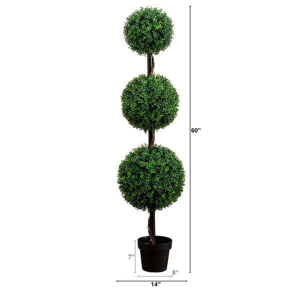 5 Artificial Triple Ball Boxwood Topiary Tree Indoor/Outdoor - SKU #T4559 - 1
