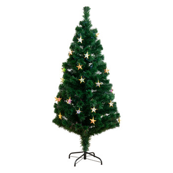 5 Pre-Lit Fiber Optic Artificial Christmas Tree with 60 Colorful Star-Shaped LED Lights - SKU #T4564
