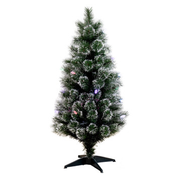 4 Snowy Pre-Lit Fiber Optic Artificial Christmas Tree with 40 Colorful LED Lights - SKU #T4567