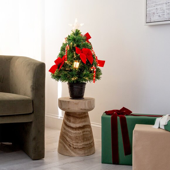 24in. Pre-Lit Fiber Optic Classic Star Topped Artificial Christmas Tree with Decorative Planter - SKU #T4751 - 8