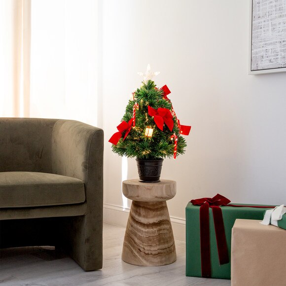 24in. Pre-Lit Fiber Optic Classic Star Topped Artificial Christmas Tree with Decorative Planter - SKU #T4751 - 9
