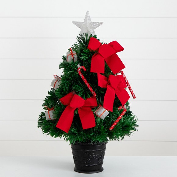 24in. Pre-Lit Fiber Optic Classic Star Topped Artificial Christmas Tree with Decorative Planter - SKU #T4751 - 10