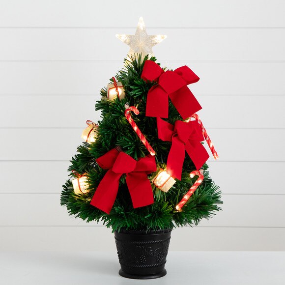 24in. Pre-Lit Fiber Optic Classic Star Topped Artificial Christmas Tree with Decorative Planter - SKU #T4751 - 11