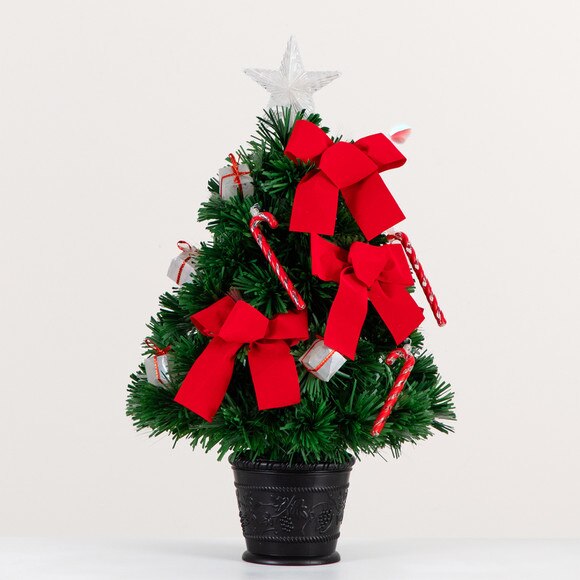 24in. Pre-Lit Fiber Optic Classic Star Topped Artificial Christmas Tree with Decorative Planter - SKU #T4751 - 12