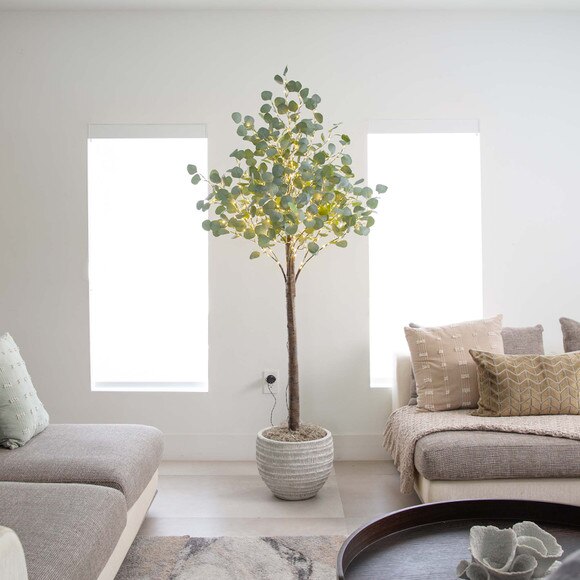 6 Lighted Artificial Eucalyptus Tree with 420 Warm White LED Lights - SKU #T4904 - 6