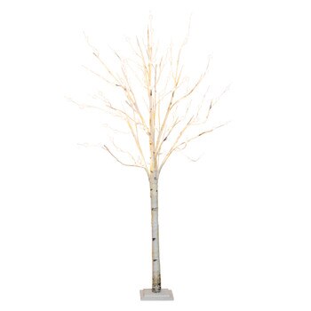 6 Pre-Lit Artificial White Birch Tree with 300 Warm White LED Lights - SKU #T4910