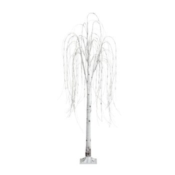6 Pre-Lit Artificial White Weeping Willow Tree with 160 Warm White LED Lights - SKU #T4923