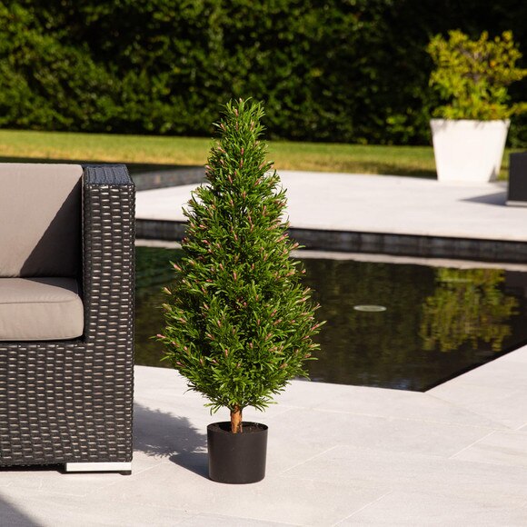 3 UV Resistant Artificial Rosemary Cone Topiary Tree Indoor/Outdoor - SKU #T5024 - 3
