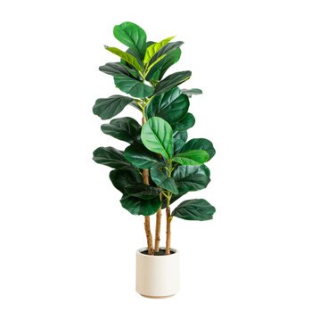 3-ft Artificial Fiddle Leaf Tree in Decorative White Planter - SKU #T5081