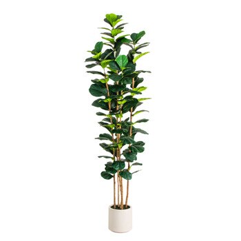 8-ft Artificial Fiddle Leaf Tree in Decorative White Planter - SKU #T5082