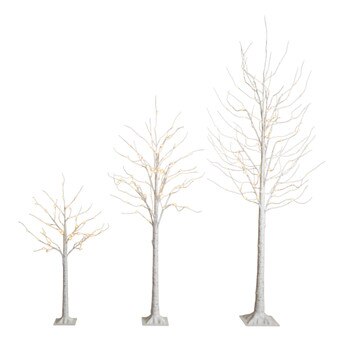 4-ft 6-ft 8-ft Pre-Lit Artificial White Birch Trees with LED Lights - Set of 3 - SKU #T5101