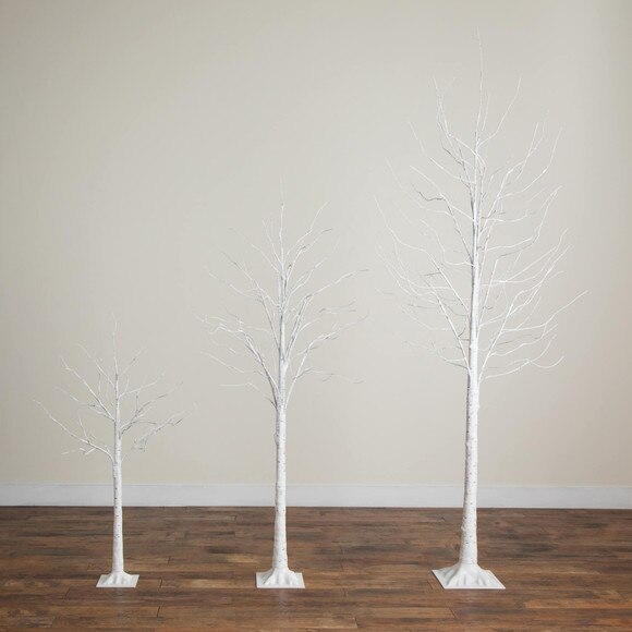 4-ft 6-ft 8-ft Pre-Lit Artificial White Birch Trees with LED Lights - Set of 3 - SKU #T5101 - 7