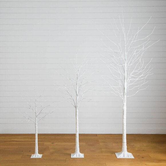 4-ft 6-ft 8-ft Pre-Lit Artificial White Birch Trees with LED Lights - Set of 3 - SKU #T5101 - 12